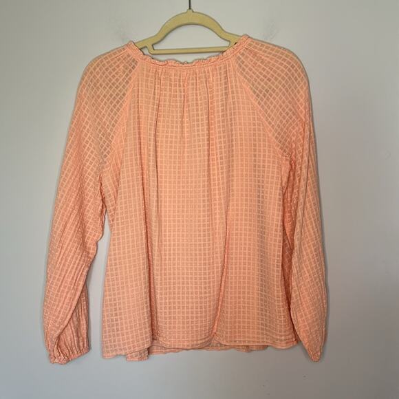 LC Lauren Conrad Top Womens Small Peach Long Sleeve Tie Front Peasant Boho - Picture 9 of 9